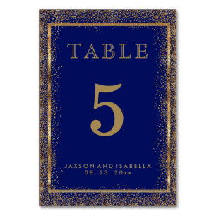 Confetti or et bleu foncé - Carte table