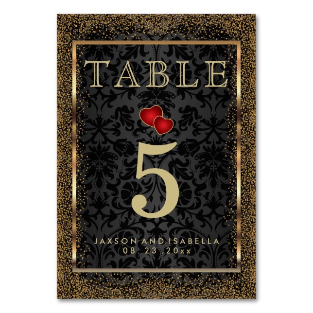 Confetti or et noir - Carte table (Dos)