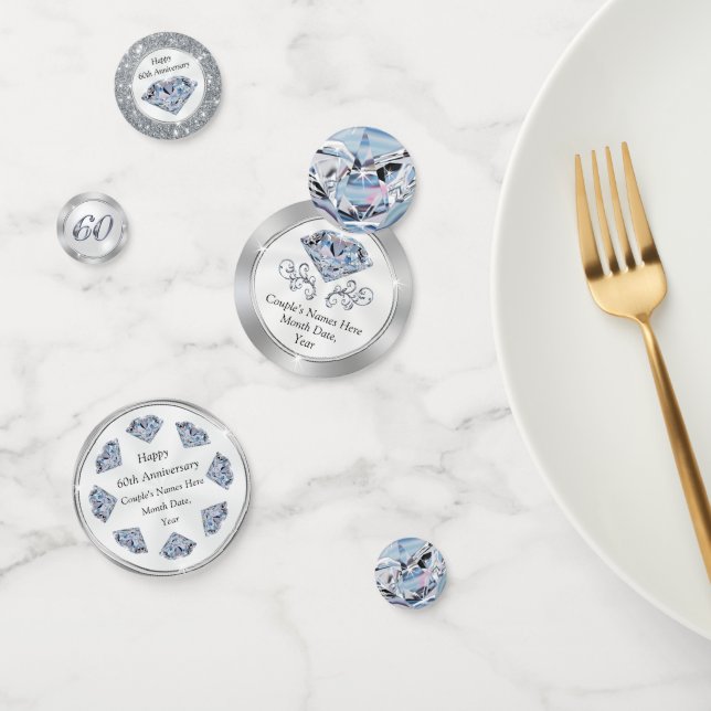 Confetti personnalisé du 60e anniversaire, diamant (Groupe)