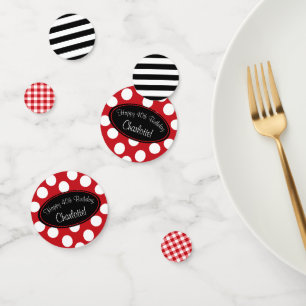 Confetti personnalisé table de points Polka rouge