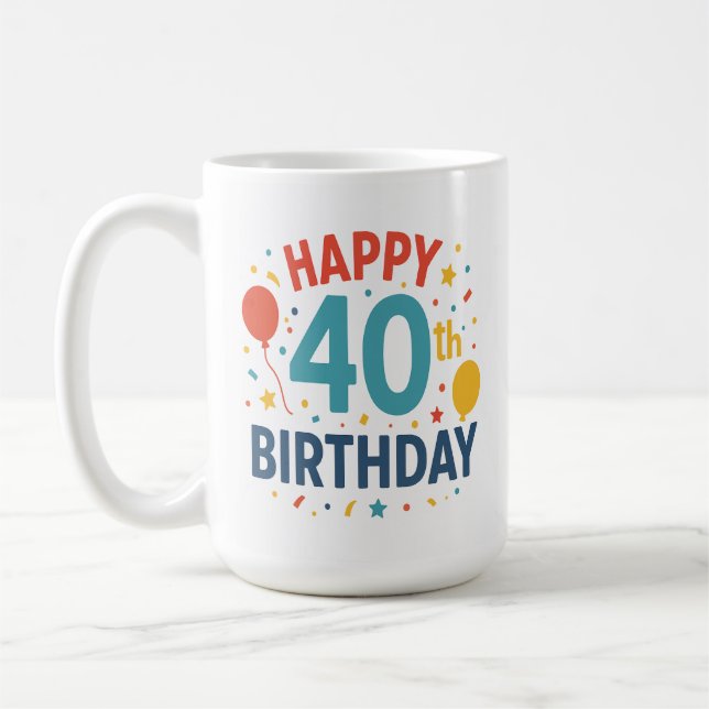 Confetti Pop : Joyeux 40e Anniversaire Mug (Gauche)