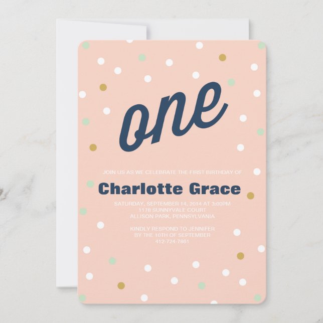 Confetti Première Invitation d'anniversaire (Devant)