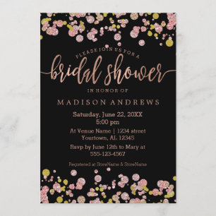 Confetti Rose Gold Bridal Showeuse Invitation
