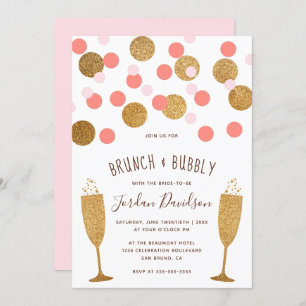 Confetti rose & or Brunch & Bubbly Invitations