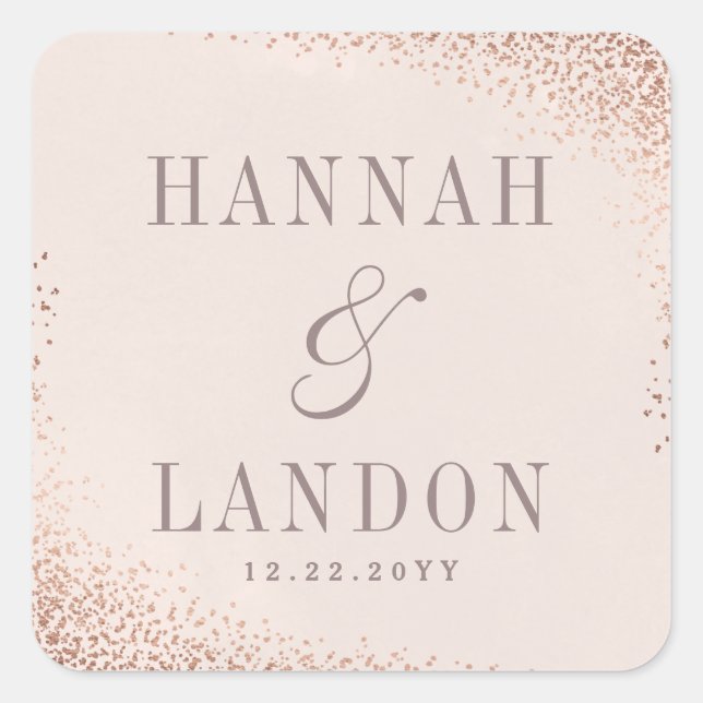 Confetti shimmer couples mariage sticker faux feui (Devant)