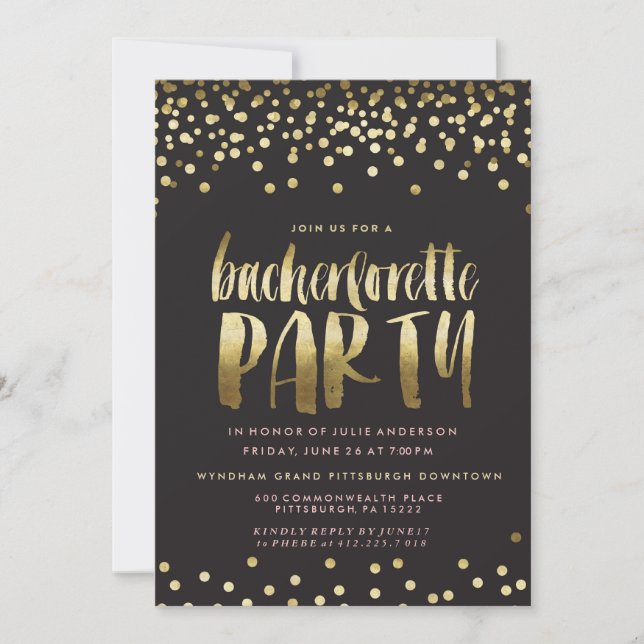 CONFETTI SPARKLE BACHELORETTE PARTY Invitation (Devant)