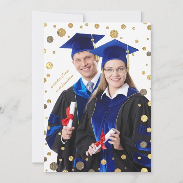 Confetti Sprinking in Gold Photo Invitation (Devant)