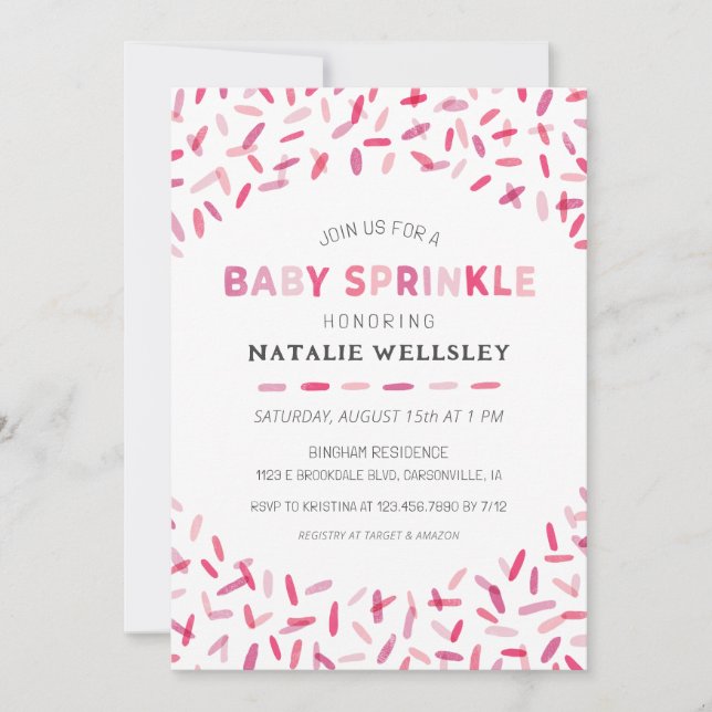 Confetti Sprinkles Baby Girl Sprinkl Invitation (Devant)