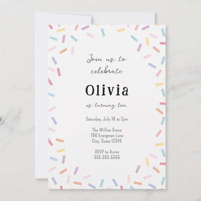 Confetti Sprinkles Invitation Anniversaire (Devant)