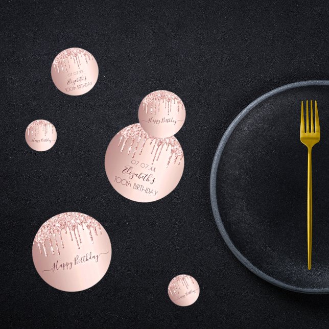 Confettis 100e anniversaire rose or parties scintillant gout (Créateur téléchargé)