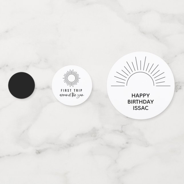 Confettis 1er voyage autour du Soleil Personnalisé 3-Photo M (Derrière)