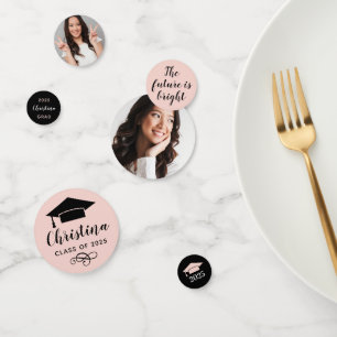 Confettis 2024 Blush Pink Custom Photo Graduation Party