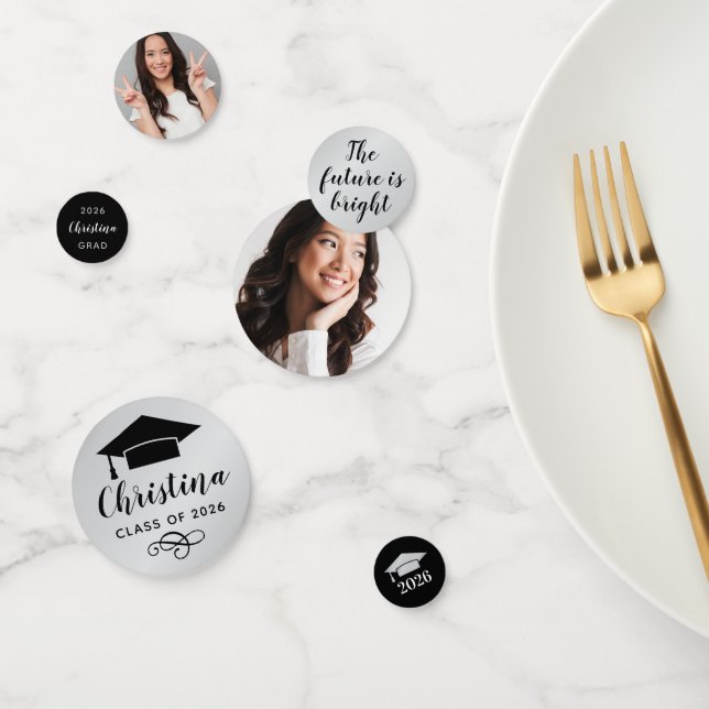 Confettis 2025 Fête de graduation photo personnalisée en arg (Groupe)