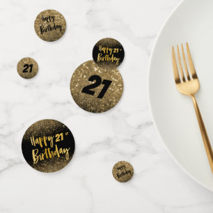 Confettis 21e anniversaire Parties scintillant noire et or