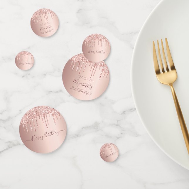 Confettis 21e anniversaire rose parties scintillant or goutt (Groupe)