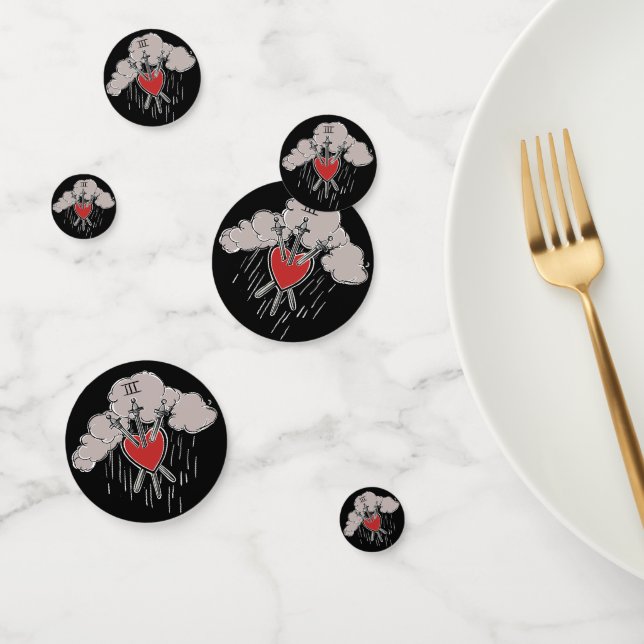 Confettis 3 d'épées Love Heart Tarot Illustration Trois (Groupe)