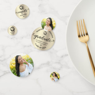 Confettis 3 Graduation Photo Black Gold Modern Script Casque