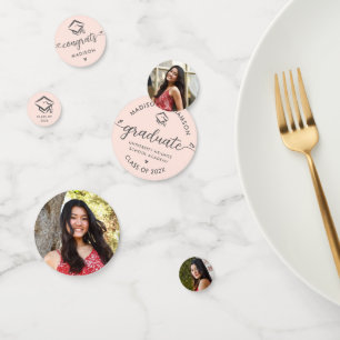 Confettis 3 Photo Graduation Blush rose Casquette de script 