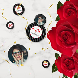 Confettis 40 & Coeurs fabuleux 40e anniversaire Photo Noir
