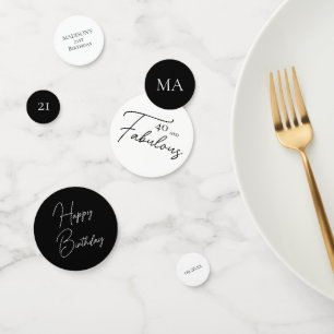Confettis 40 et fabuleux 40e anniversaire noir et blanc