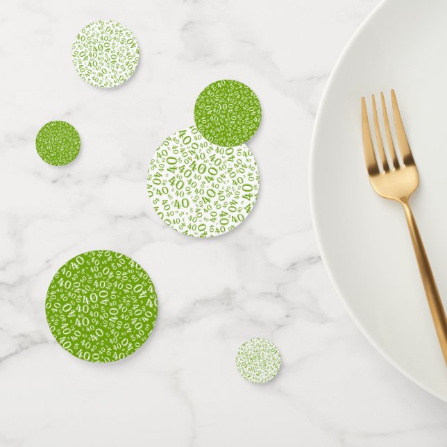 Confettis 40e anniversaire Cool Numéro Motif Vert et Blanc (Groupe)
