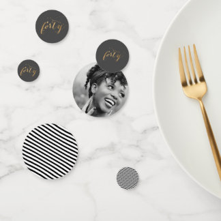 Confettis 40e anniversaire Photo Black White Gold Party