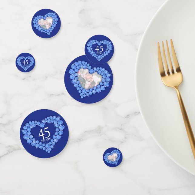 Confettis 45e saphir mariage anniversaire coeur bleu photo (Groupe)