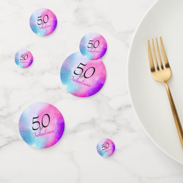 Confettis 50 et fabuleux 50e anniversaire rose et violet (Groupe)