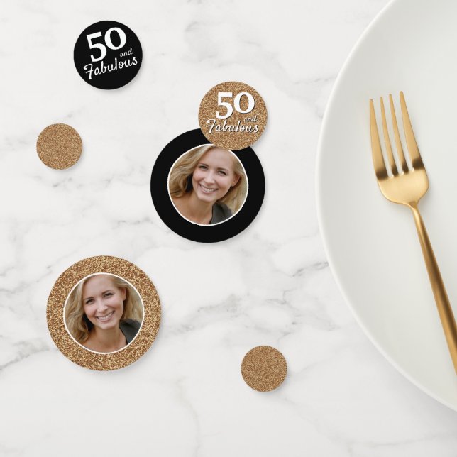 Confettis 50 et Fabulous Gold Parties scintillant Photo 50e  (Groupe)