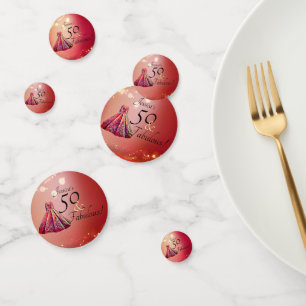 Confettis 50 & Fabuleux 50e anniversaire Red Gold Sparkle