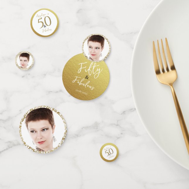 Confettis 50 & Fabuleux Anniversaire Décor Feuille d'or (Groupe)