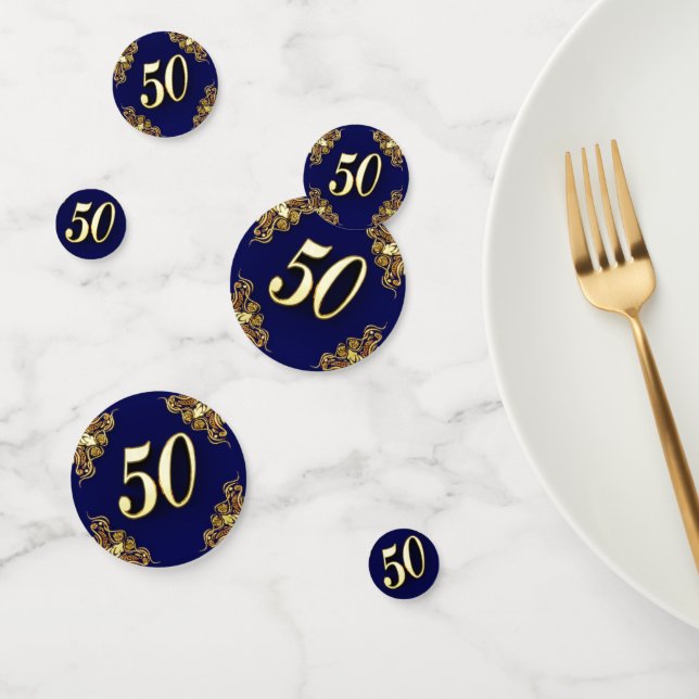 Confettis 50e anniversaire ou anniversaire Regal Gold et Blu (Groupe)