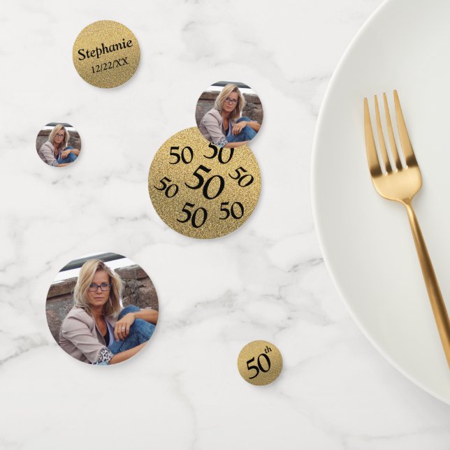 Confettis 50e anniversaire Photo Gold Parties scintillant Ta (Groupe)