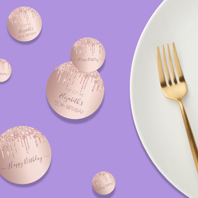 Confettis 50e anniversaire rose parties scintillant or goutt (Créateur téléchargé)