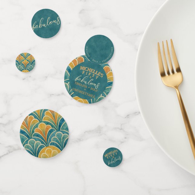 Confettis 50e anniversaire Turquoise et Gold Art déco (Groupe)