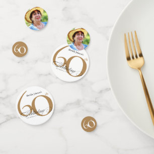 Confettis 60e Anniversaire Gold White Elegant Calligraphie C