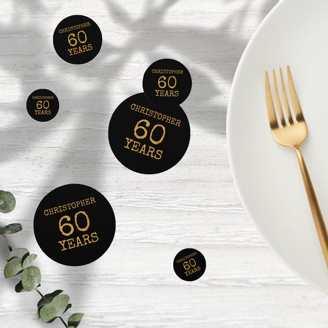 Confettis 60e anniversaire Légendaire Black Gold Retro (60th Birthday Legendary Black Gold Retro Confetti
)