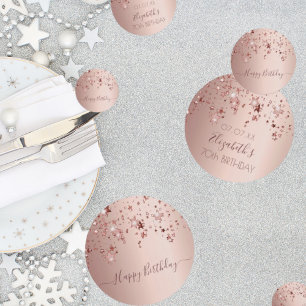 Confettis 70e anniversaire rose or rose étoiles glam