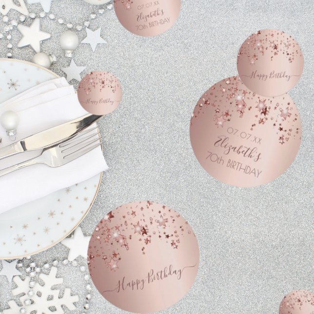 Confettis 70e anniversaire rose or rose étoiles glam (Créateur téléchargé)