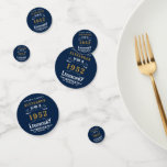 Confettis 70th Birthday 1952 Blue Gold Ajouter le nom Retro<br><div class="desc">Un confetti classique personnalisé pour cette fête d'anniversaire. Plus de cadeaux et de fournitures de fête disponibles avec le design "légendaire" dans le magasin.</div>