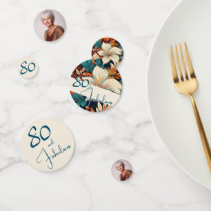 Confettis 80 et fabuleux Motif Flower Photo Anniversaire