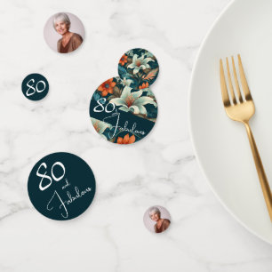 Confettis 80 et fabuleux Motif Flower Photo Anniversaire