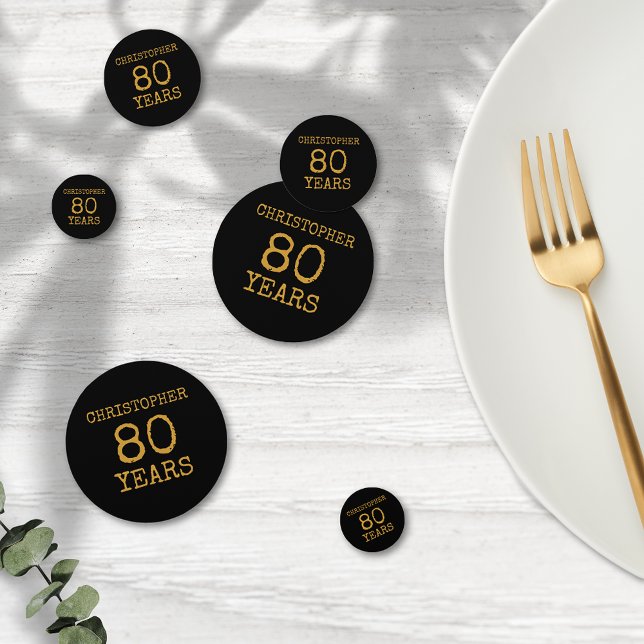 Confettis 80e anniversaire Légendaire Black Gold Retro (For those celebrating their 80th birthday we have the ideal birthday party confetti )