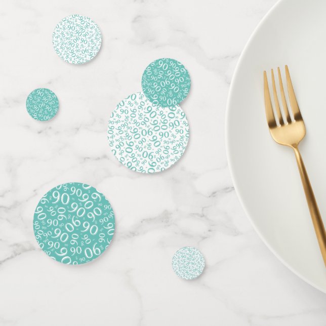 Confettis 90e anniversaire Cool Numéro Motif Turquoise et bl (Groupe)
