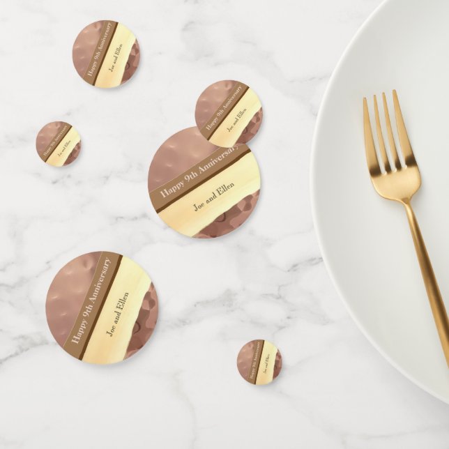 Confettis 9e anniversaire Mariage, saule et cuivre (Groupe)