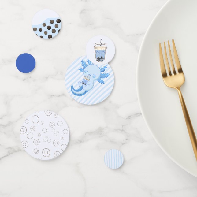 Confettis Adorable Blue Axolotl Boba Tea Boys Anniversaire (Groupe)