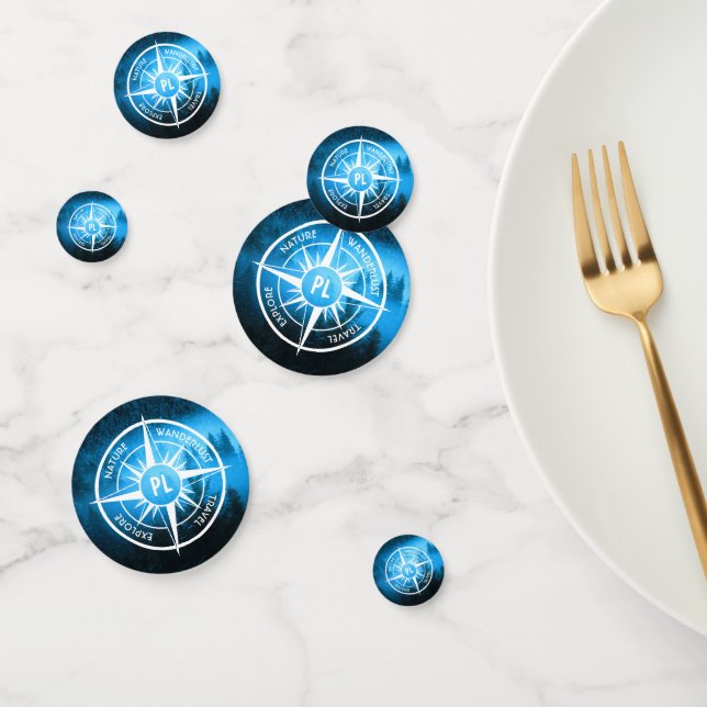 Confettis Aiguille de compas monogramme brouillard dans la f (Groupe)