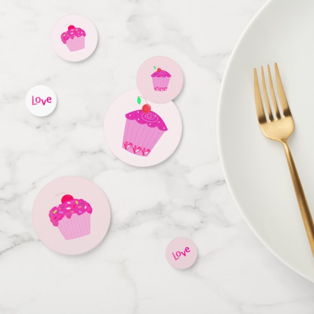 Confettis Amour Cupcake Rose (Groupe)