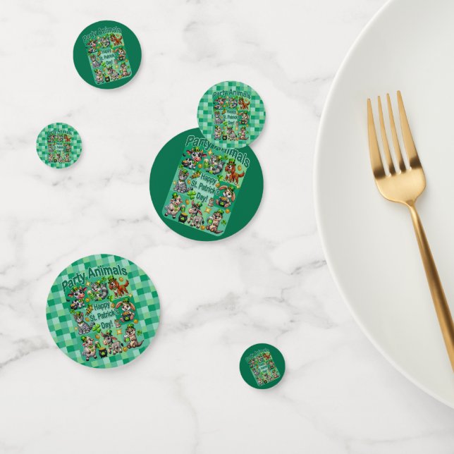Confettis Amusement de la Saint-Patrick et "Animaux de Fête" (Groupe)