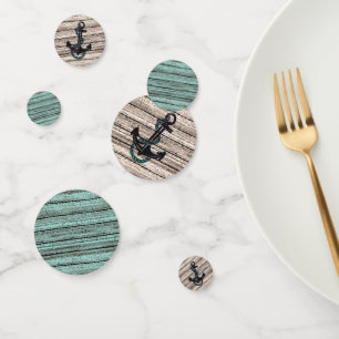 Confettis Ancre Sur Vintage Patiné Planiers en bois Motif